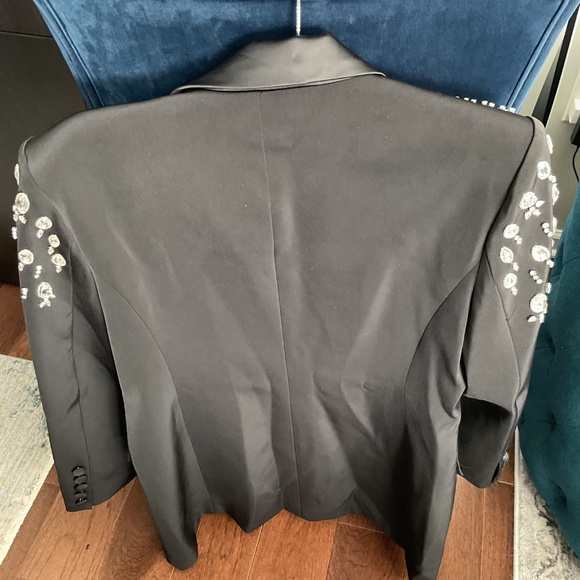 Pegasi Black Double Breasted Blazer with Embellishment - Picture 3 of 11